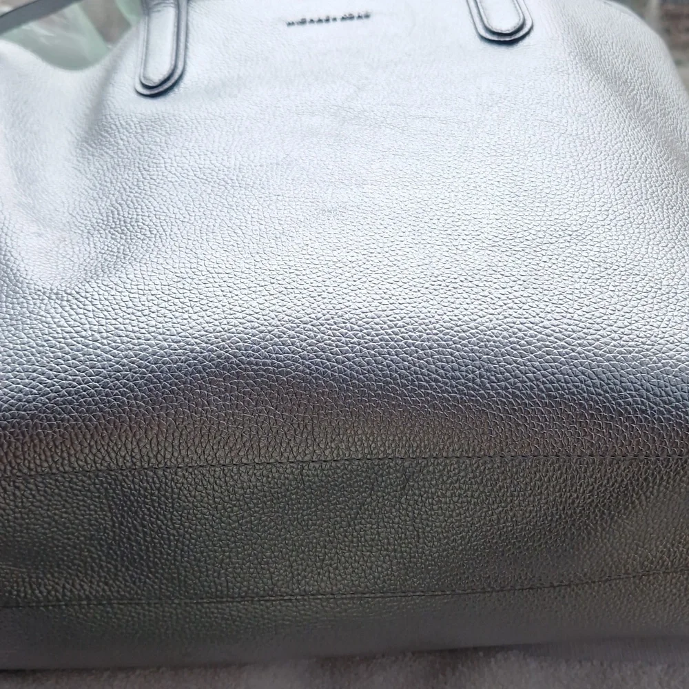 Silver Tote Bag  Riversible with Pouch - Picture 4 of 12